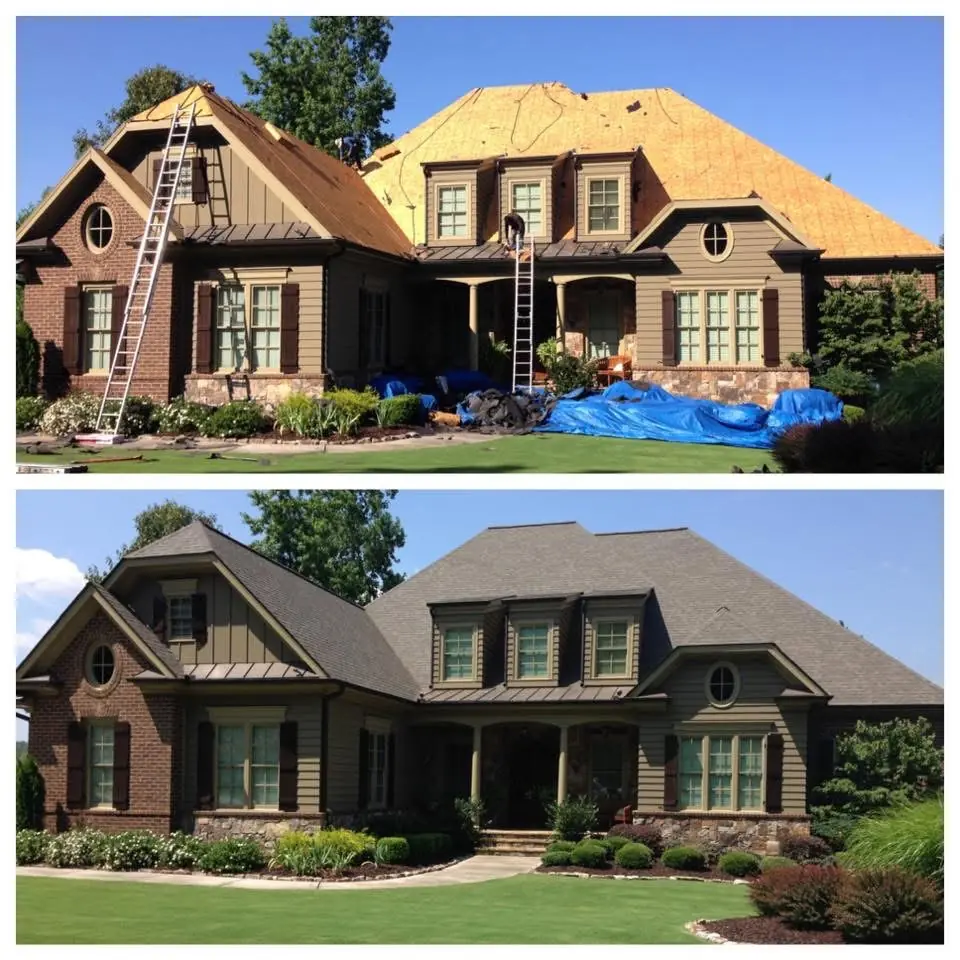 Before and after roofing project comparison