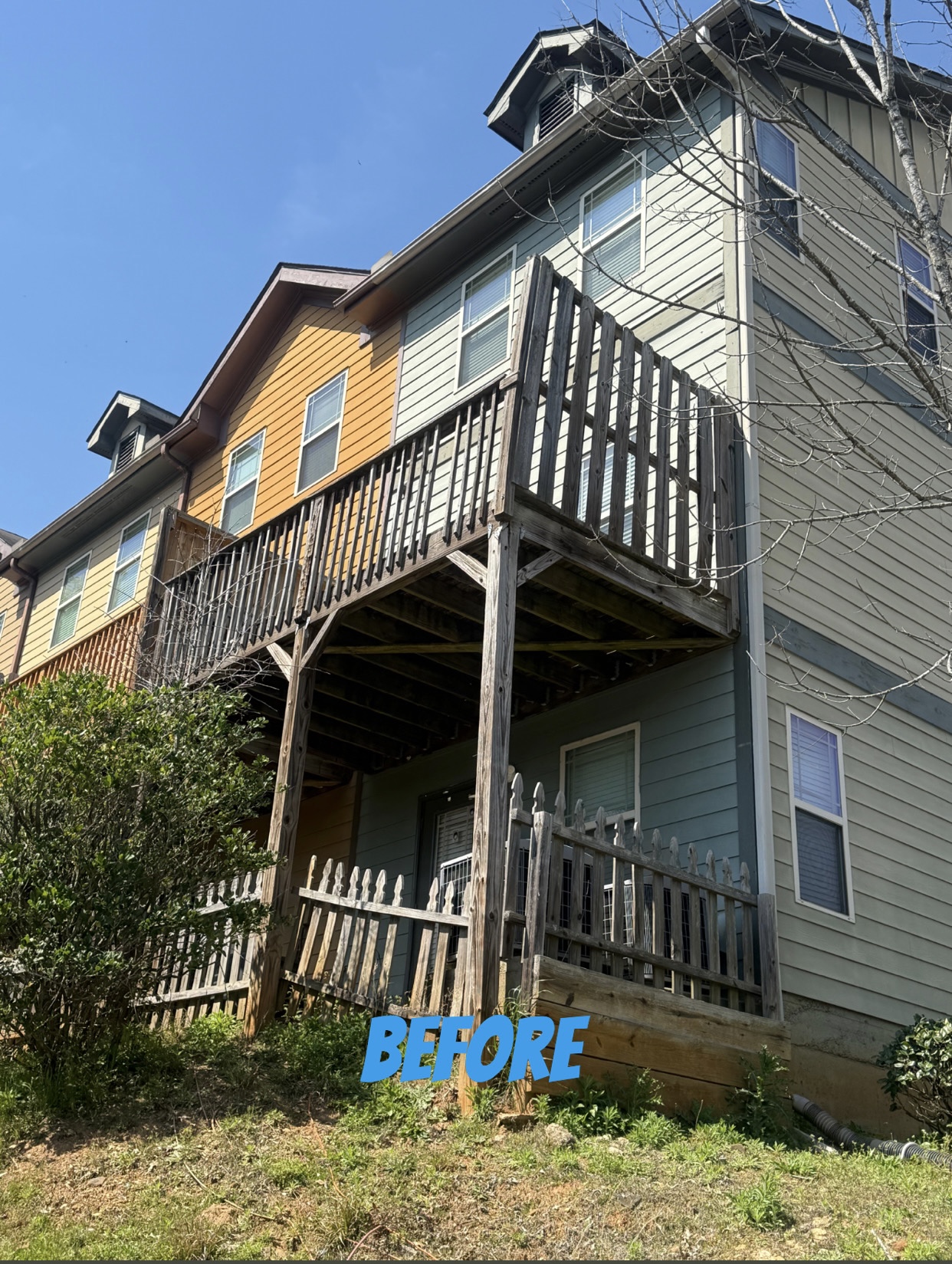 Deck before rebuild by Bishop JD Roofing