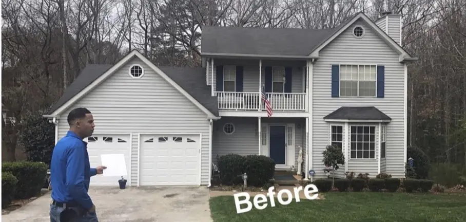 Damaged roof before replacement